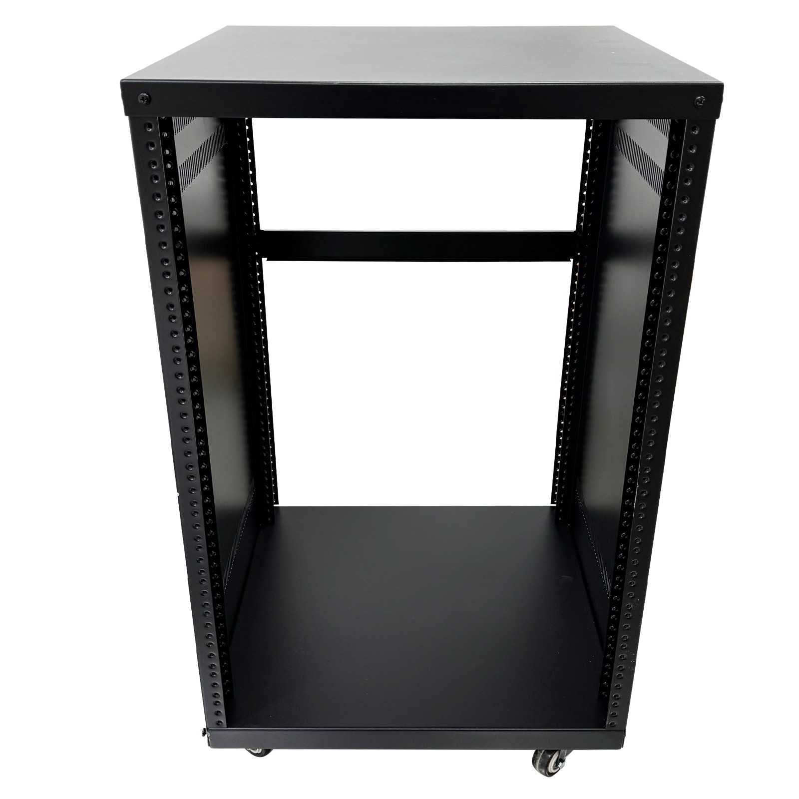 12 Space Studio Rack Case with 4" Caster Wheels 12U Open-Frame Server Rack