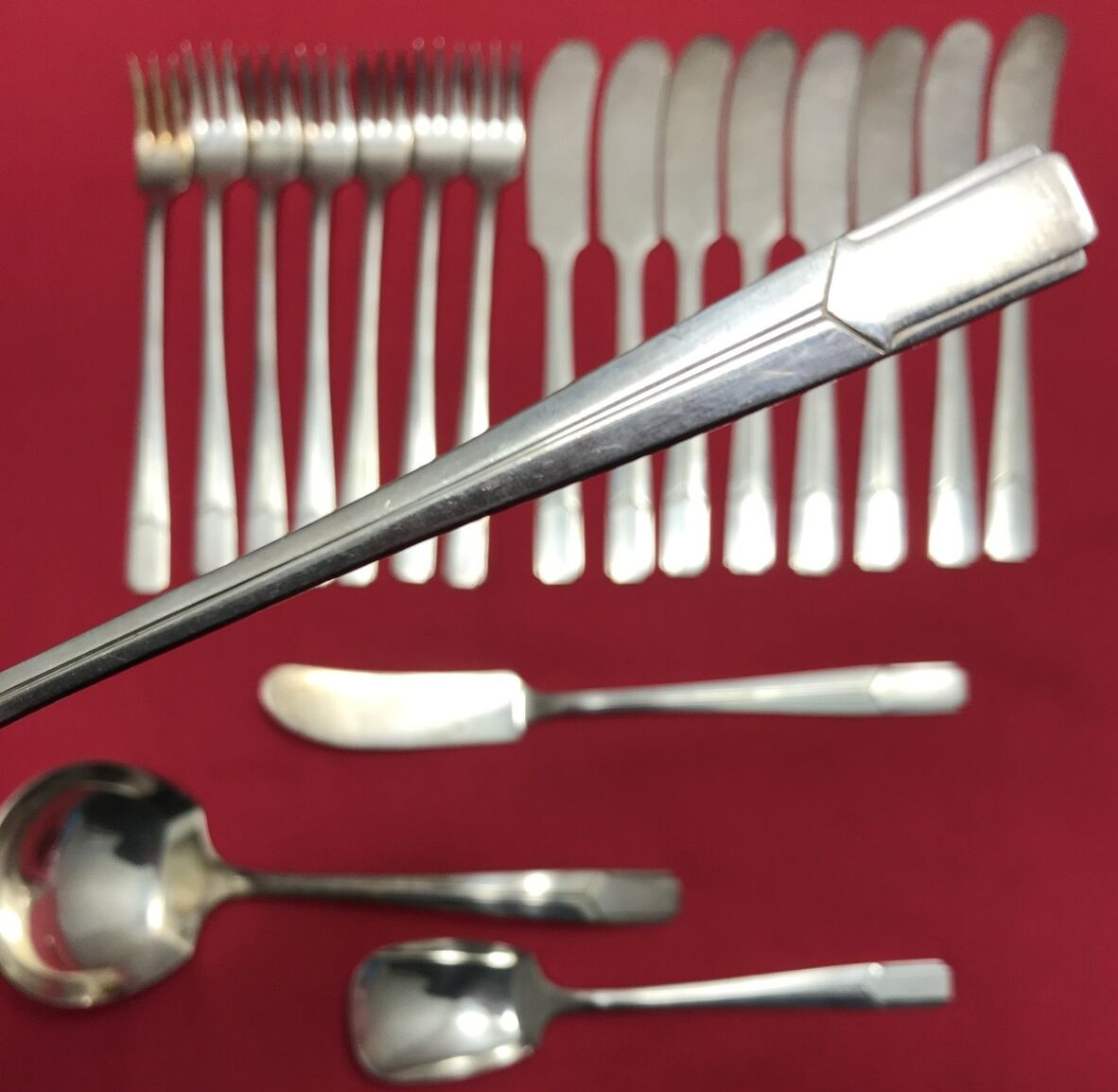 19 Pc NAPOLEON Silverplated COCKTAIL FORKS, SPREADERS & LADLE Holmes & Edwards