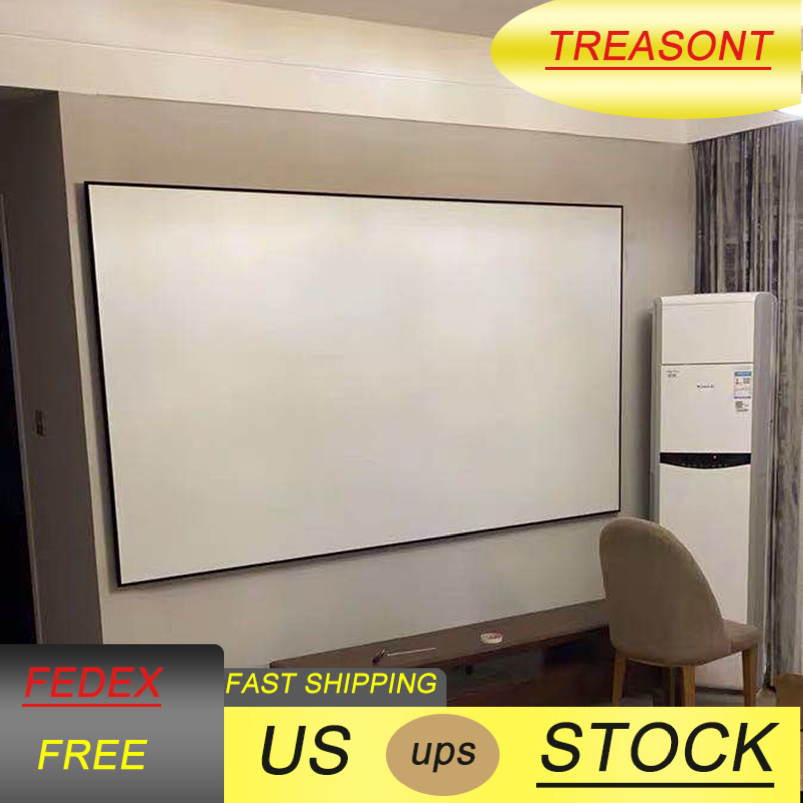 135'' Fixed Aluminum Frame Projector Screen For Home Theatre HD TV Projection