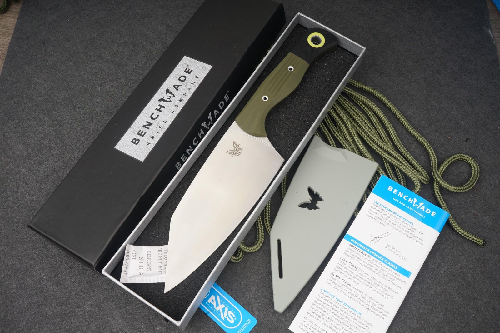 Benchmade CPM-M154 Fixed Blade Knife Green G10 Outdoor Survival Camping Bushcraf