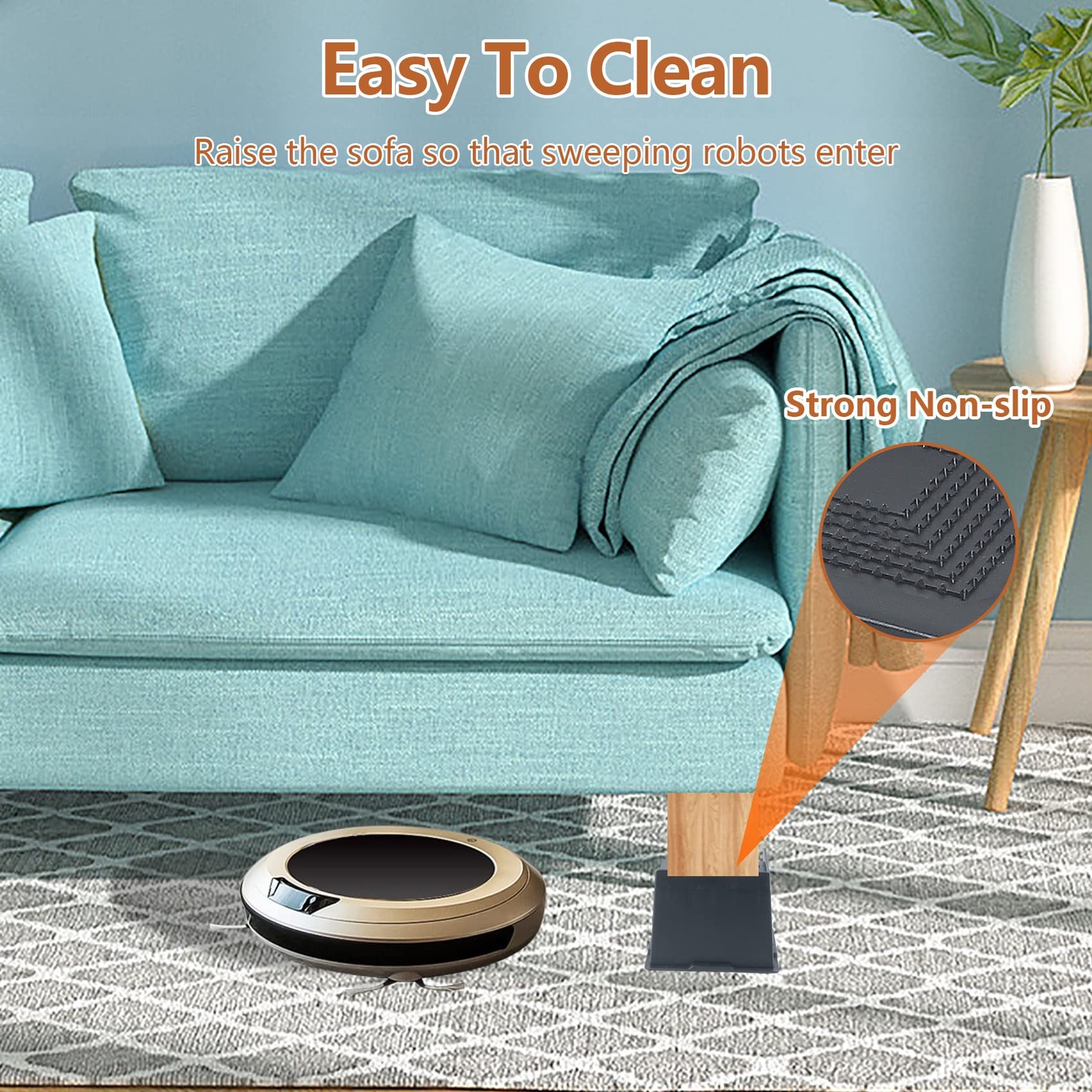 Oversized Bed Risers 6 Inch Heavy Duty 4 Pack Rectangle Furniture Risers For Sof