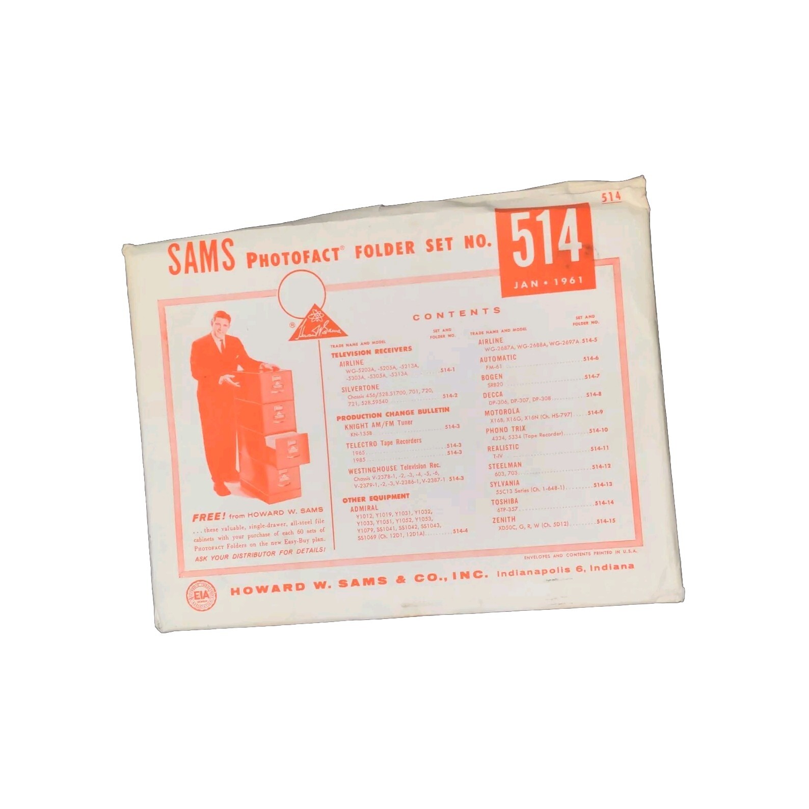 SAMS PHOTOFACT FOLDER SET NO. 514 January 1962 Complete