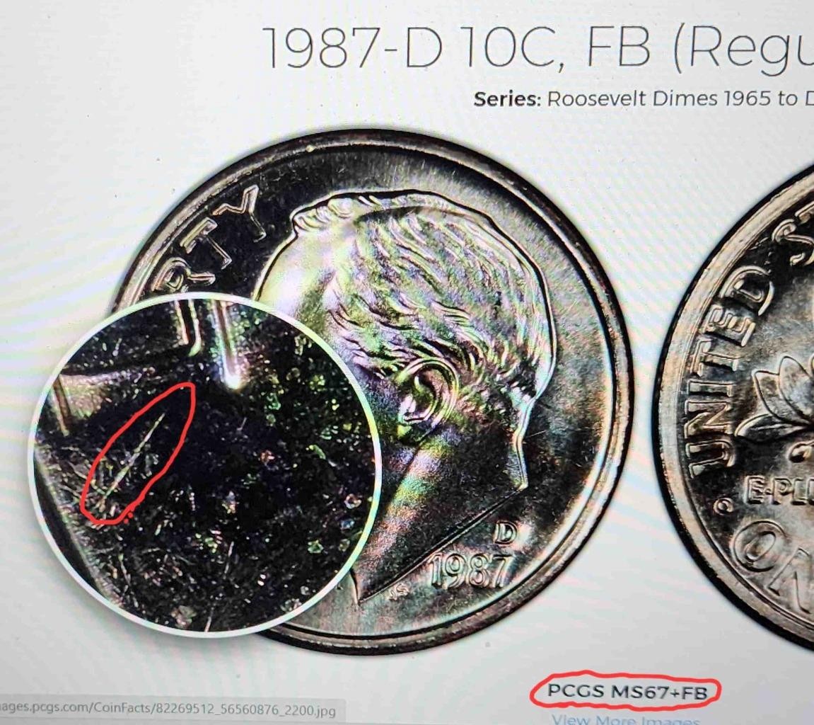 1987-D "FB/FT" FULL BAND/TORCH BU GEM ROOSEVELT DIME MUST SEE BEAUTIFUL DIME