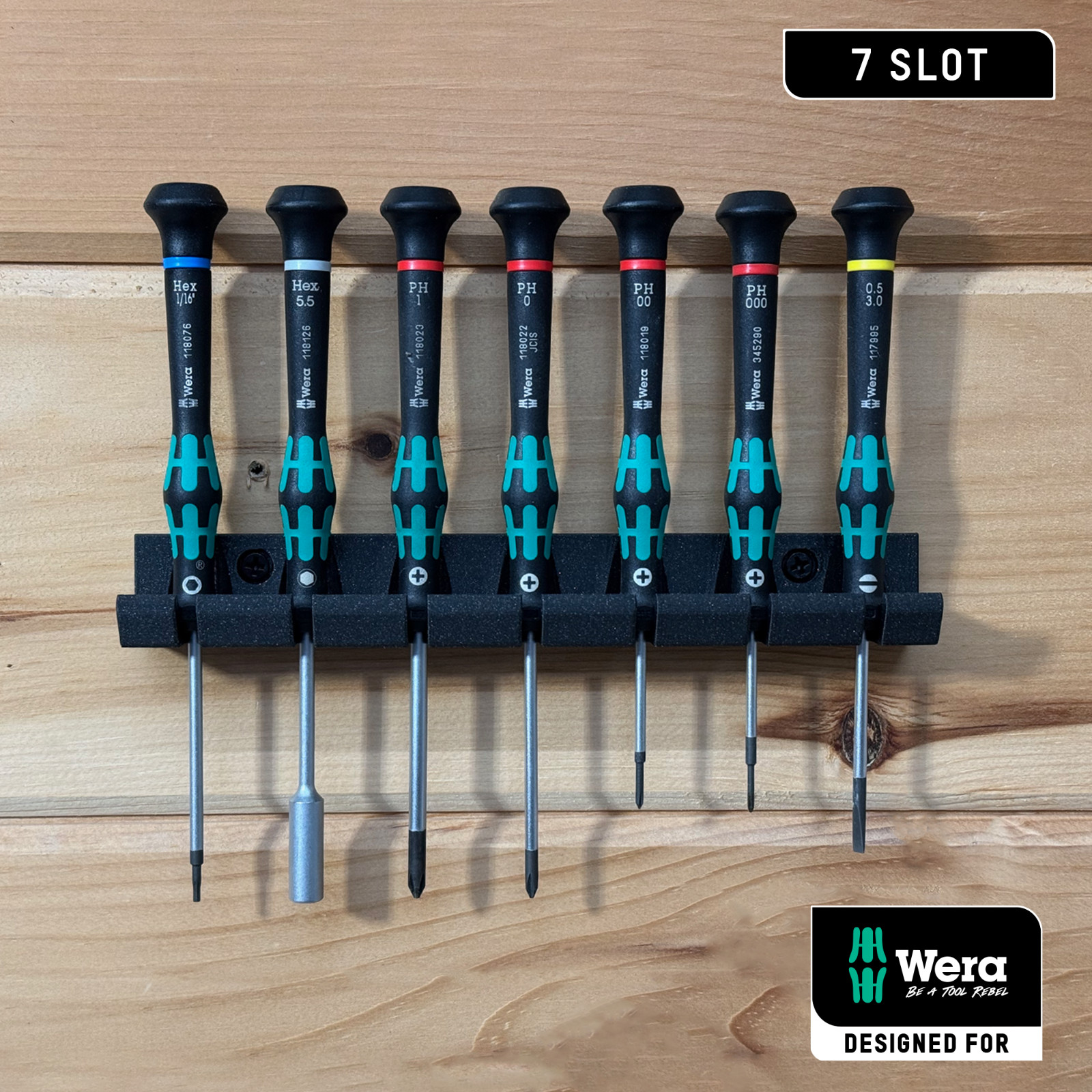 Wera Kraftform Micro Screwdriver Rack - 7 Slot Wall Mount - Hardware Included
