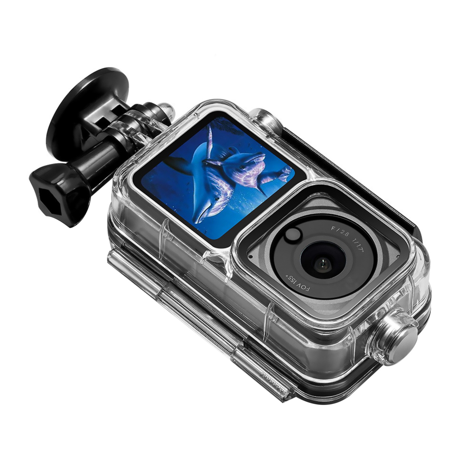 60M Waterproof Surfing Diving Case Camera Housing Shell w/ Base For DJI Action2