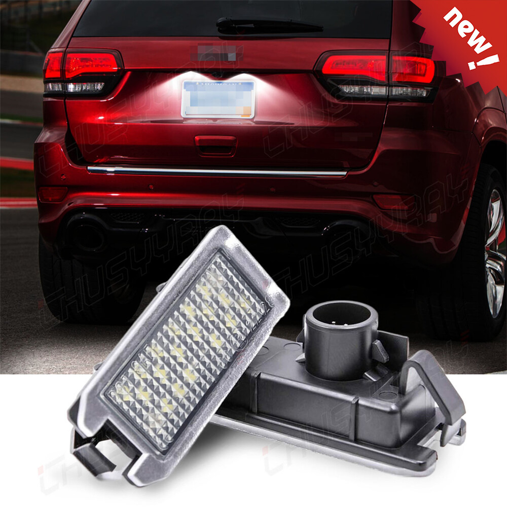 For Jeep Grand Cherokee 2014-2022 White LED Rear License Plate Light Lamp Pair