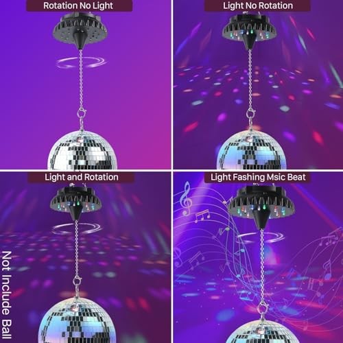Disco Ball Motor Rotating with Light: Rechargeable Disco Ball Spinner with