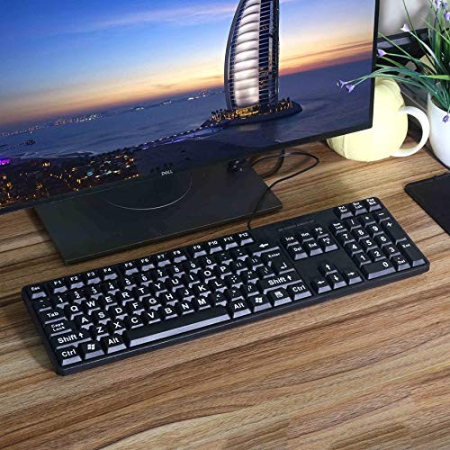 MCSaite Wired PS2 104 Keys Computer Keyboard with Stands,Black,Waterproof - U...