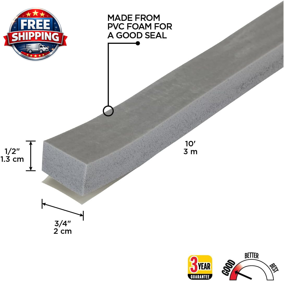 M-D 02311 Closed-Cell Weather Strip, 3/4" x 10' x 1/2", Grey, Pack of 1