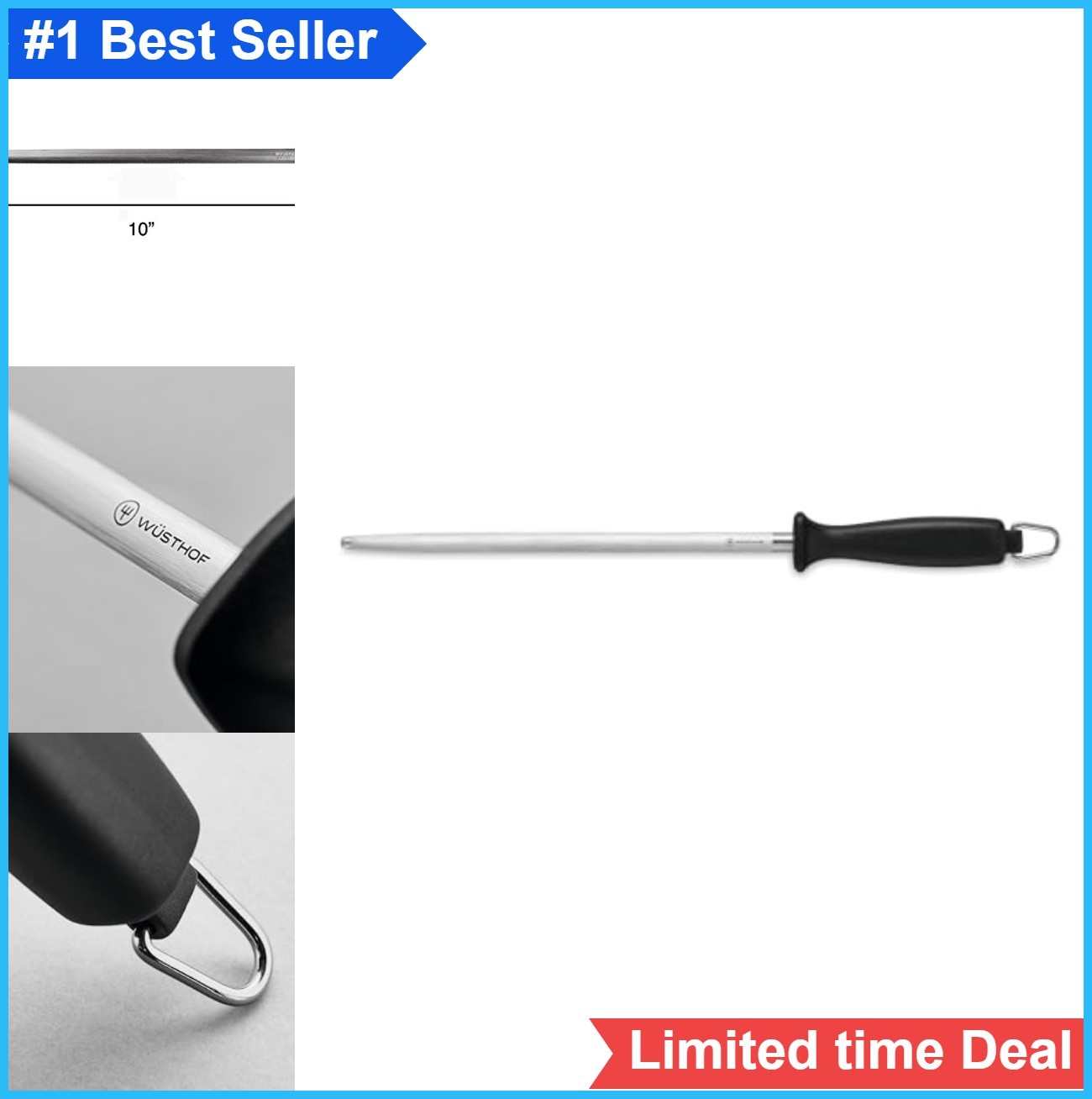 Sharpening Steel 10 Inch Honing Rod High Carbon Stainless Steel Knife Scissors