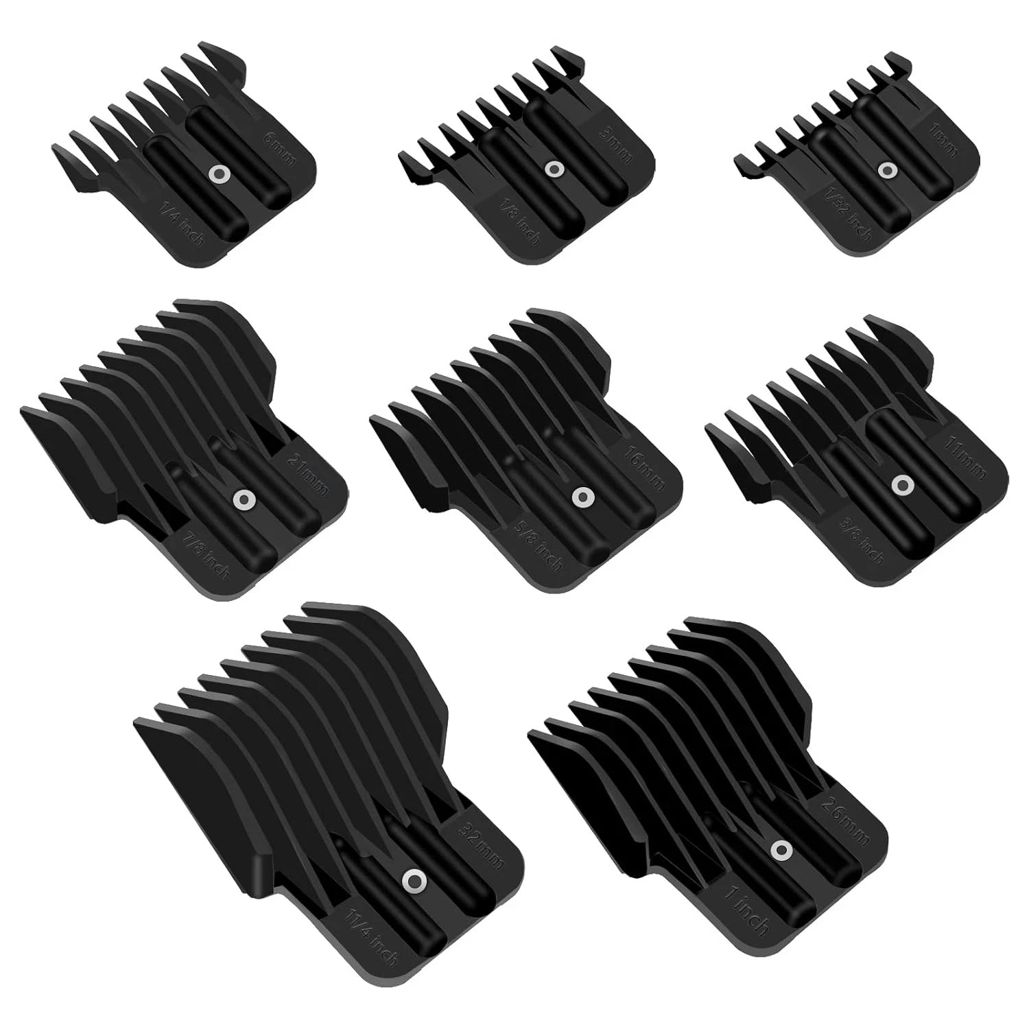 8 Pack Clipper Guards for Wahl Detailer & Andis T Outliner & Babyliss PRO, 1/32"