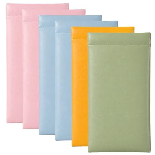 6 Pcs Leather Sunglasses Case, Sunglass Sleeve with Auto Closure, PU Soft