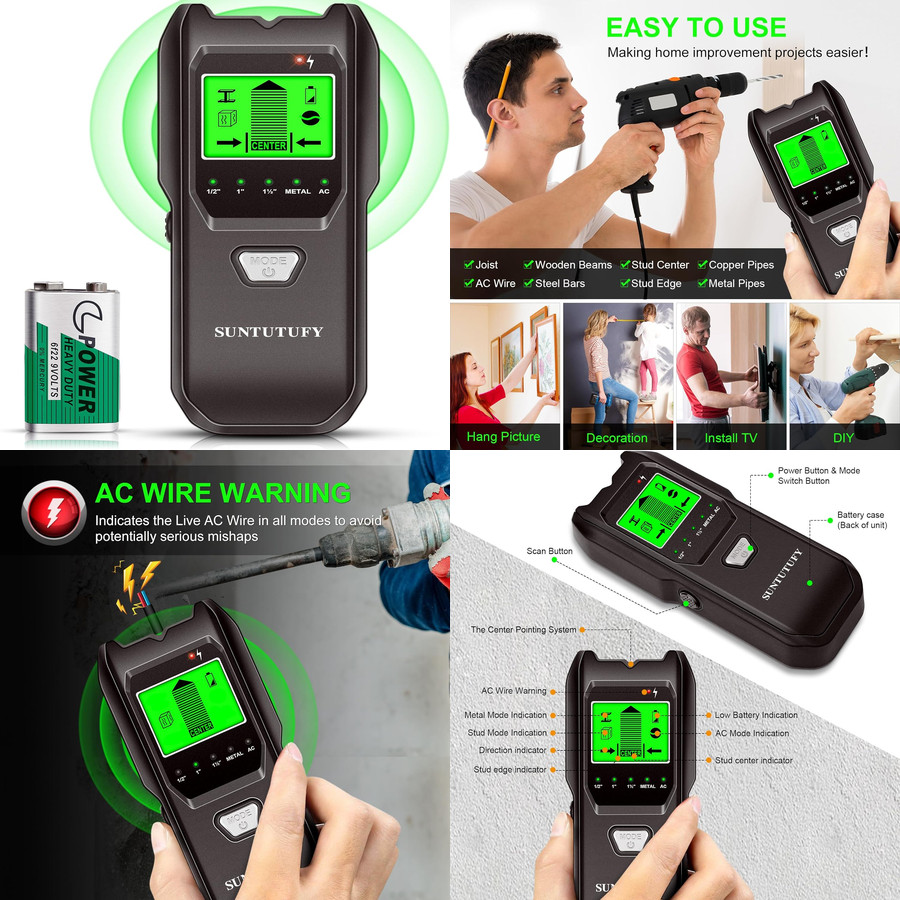 Electronic Metal Wall Stud Finder Scanner AC Wire Detector Smart Sensor 5 in 1
