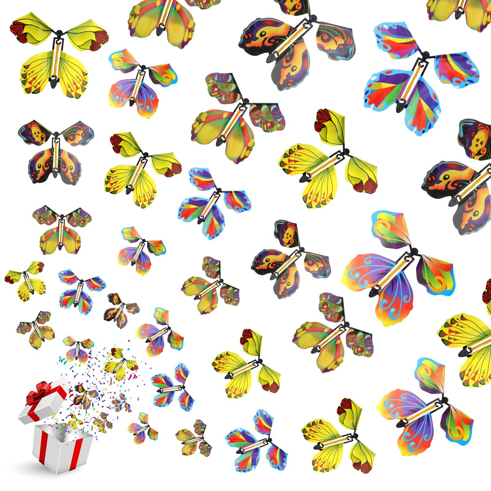 20 PCS Flying Butterfly Toy, Wind Up Flying Butterfly Surprise Box Wind Up Bu...