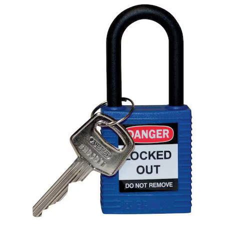 Brady 123325 Lockout Padlock, Keyed Different, Nylon, Blue, 1 1/2 In Shackle