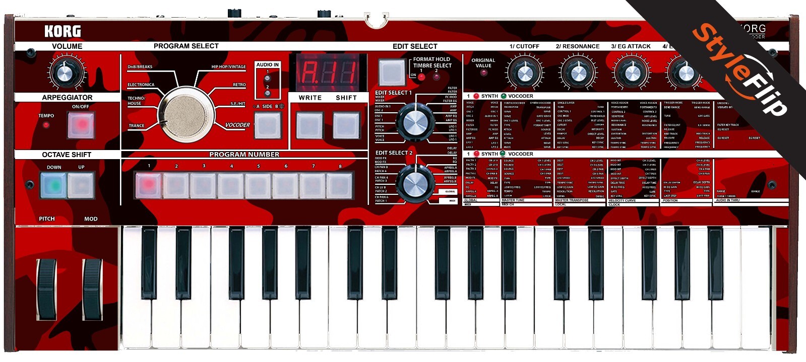 Korg microKorg | Red Camo | Protective Decal | StyleFlip Skins