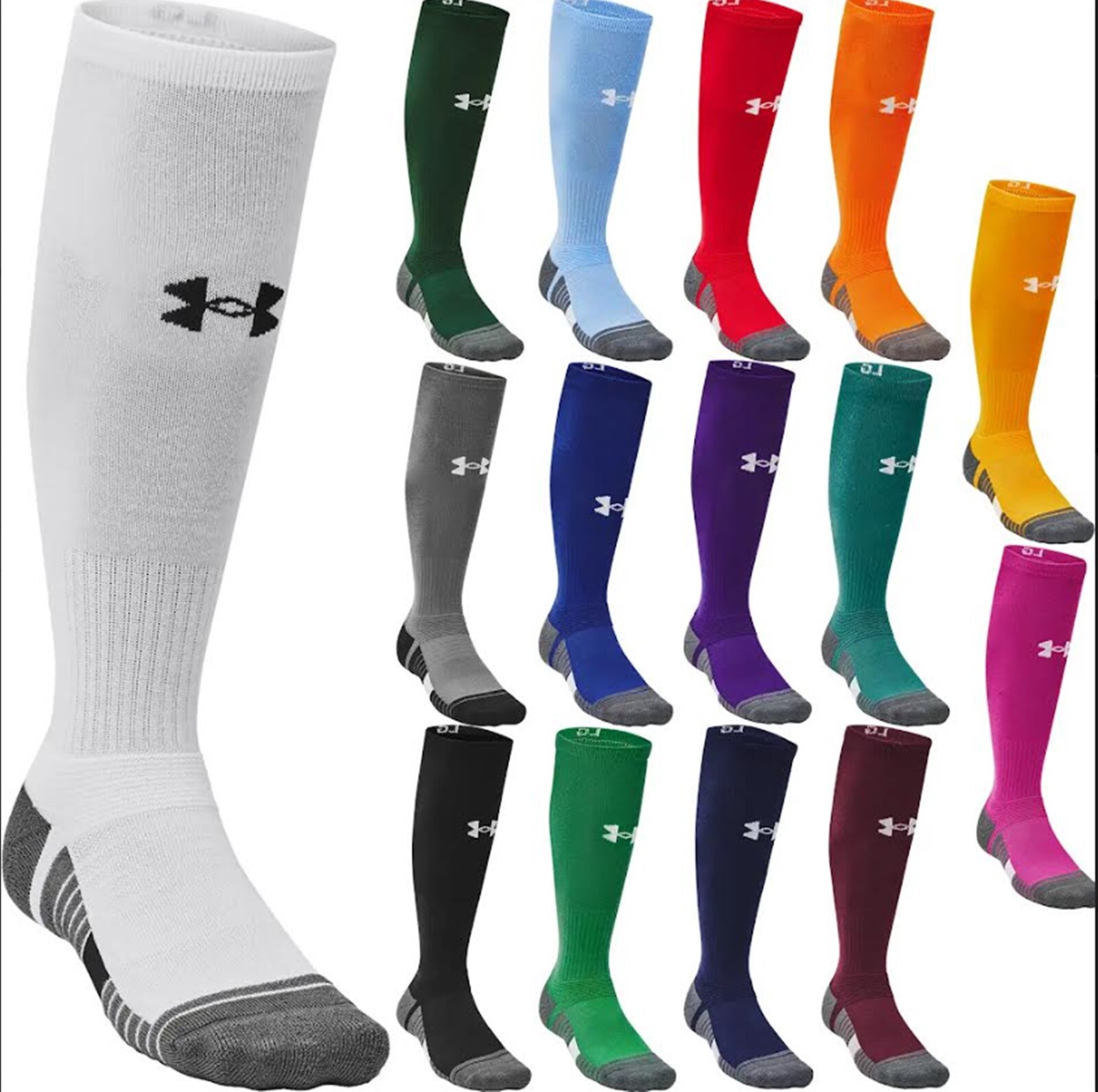 Under Armour UA Team Cushioned Over The Calf Baseball Football Socks 1386253