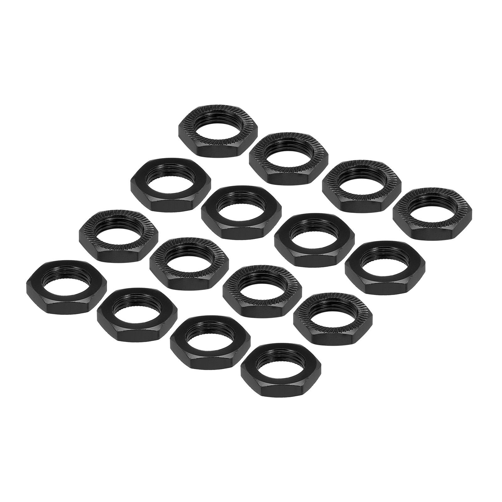 Aluminum 17mm Wheel Nut Thread 1.0mm for 1/8 RC Model Car 16PCS(Black)