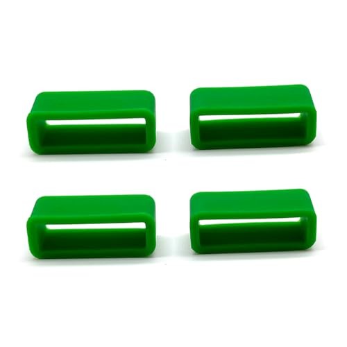 Aliotech 4pcs Rubber Leather Watch Band Strap Loops Green Silicone Replacement