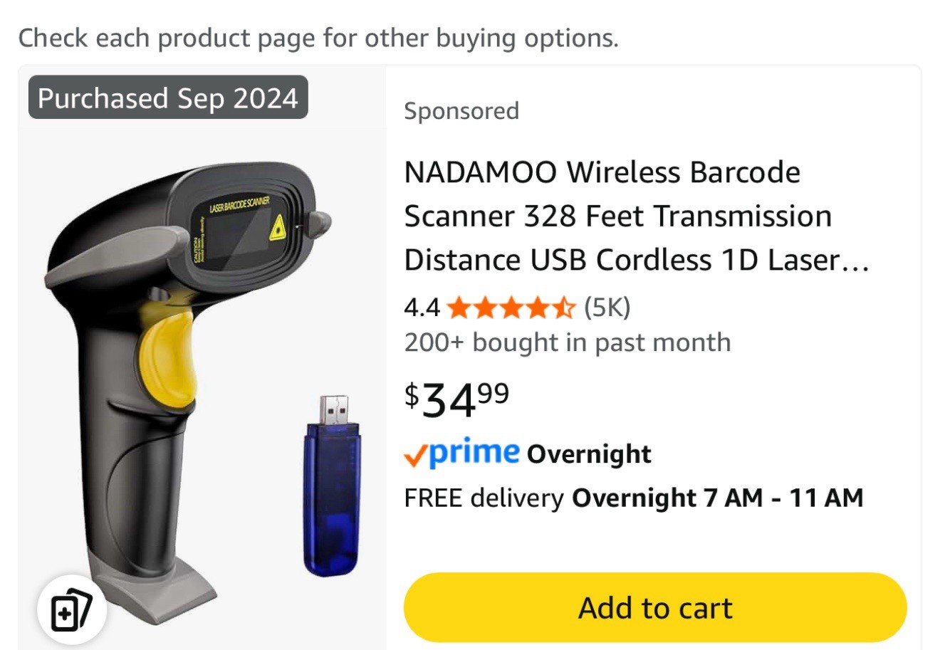 Nadamoo Wireless Barcode Scanner