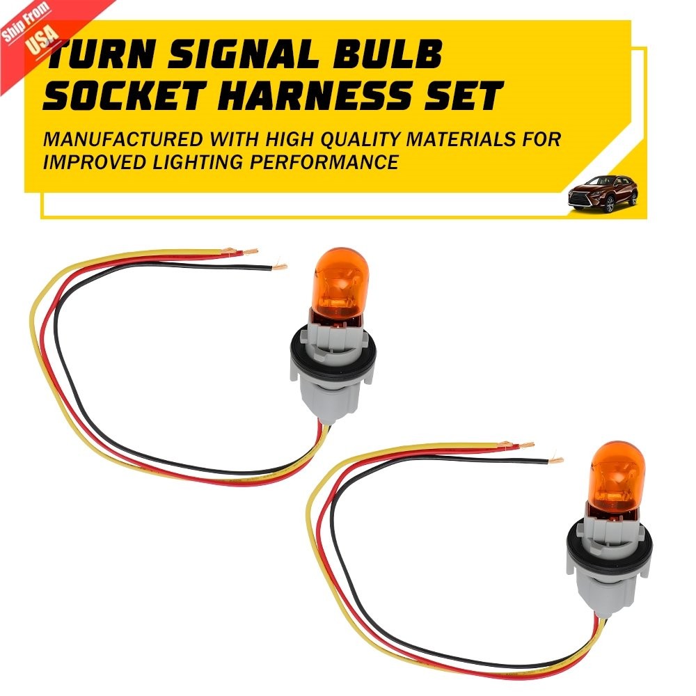 262439B91A 2x Headlight Turn Signal Bulb Socket Wire Harness For Nissan Toyota