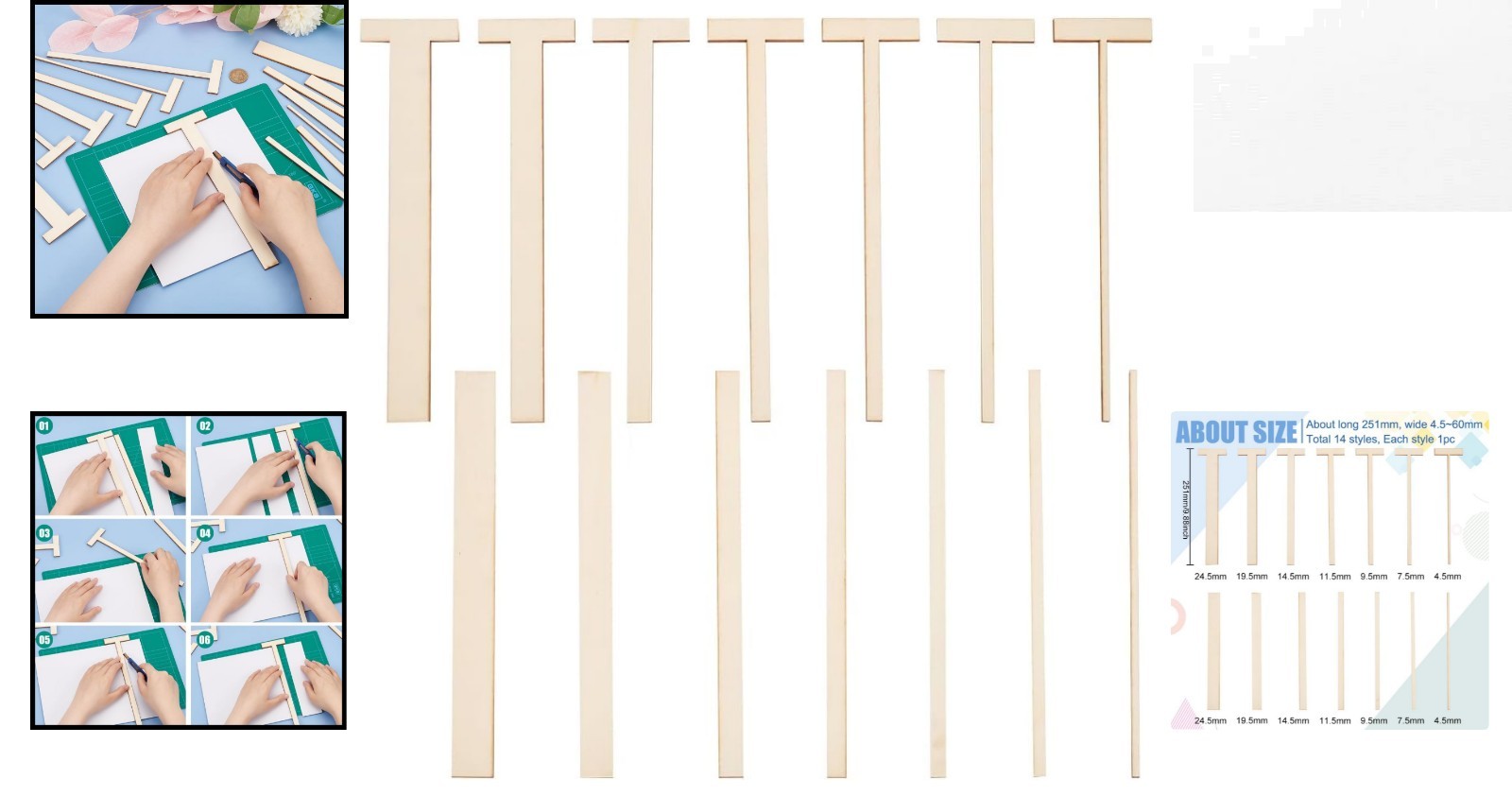 Comprehensive 14-Piece Wooden Craft Tool Set – Ideal for Bookbinding Projects
