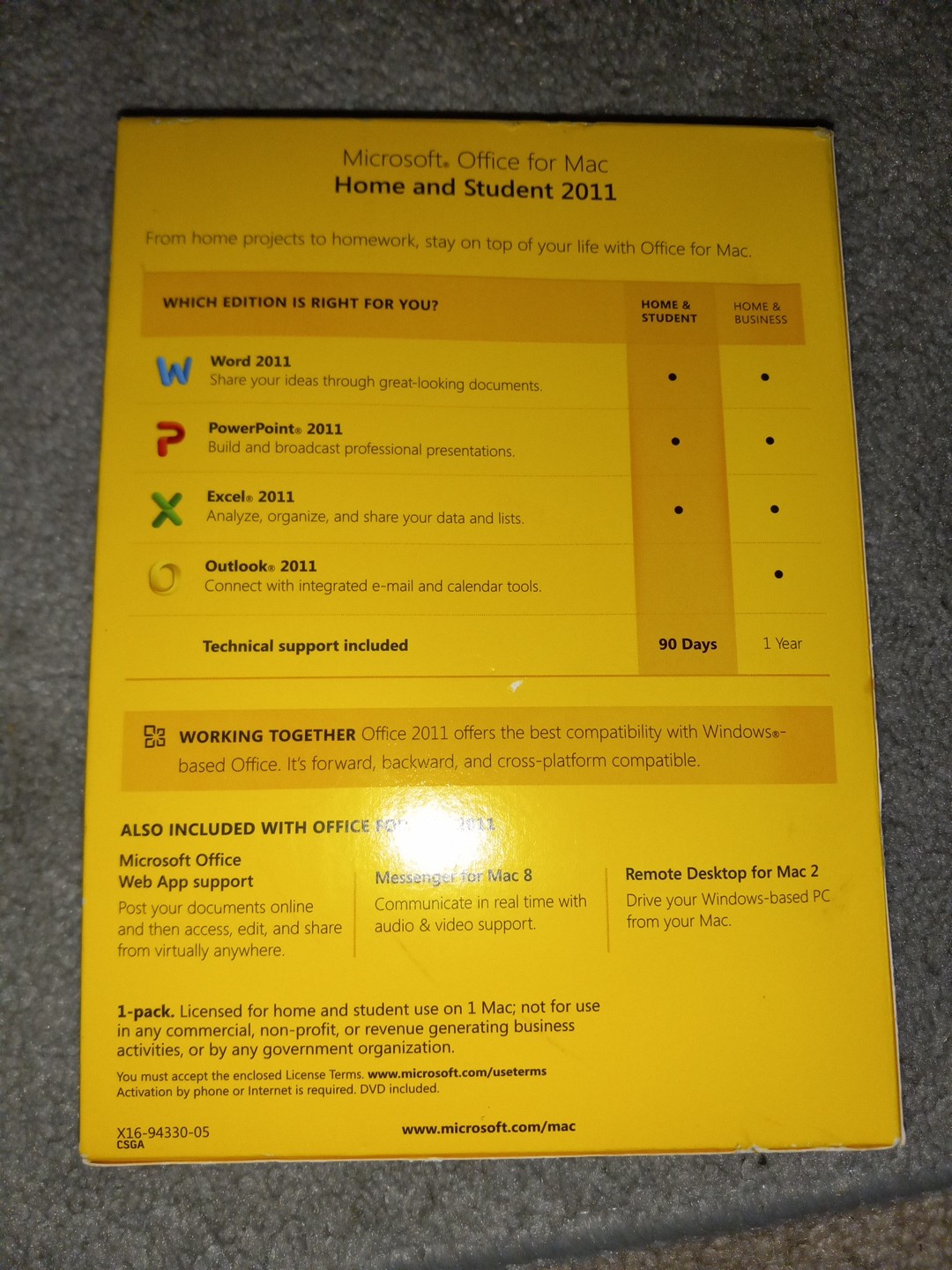 Microsoft Office MAC 2011 Home & Student