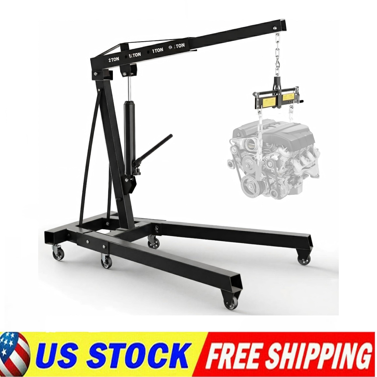 Engine Hoist with Lever 2T 4400 LBS Heavy Duty Folding Cherry Picker Engine Lift