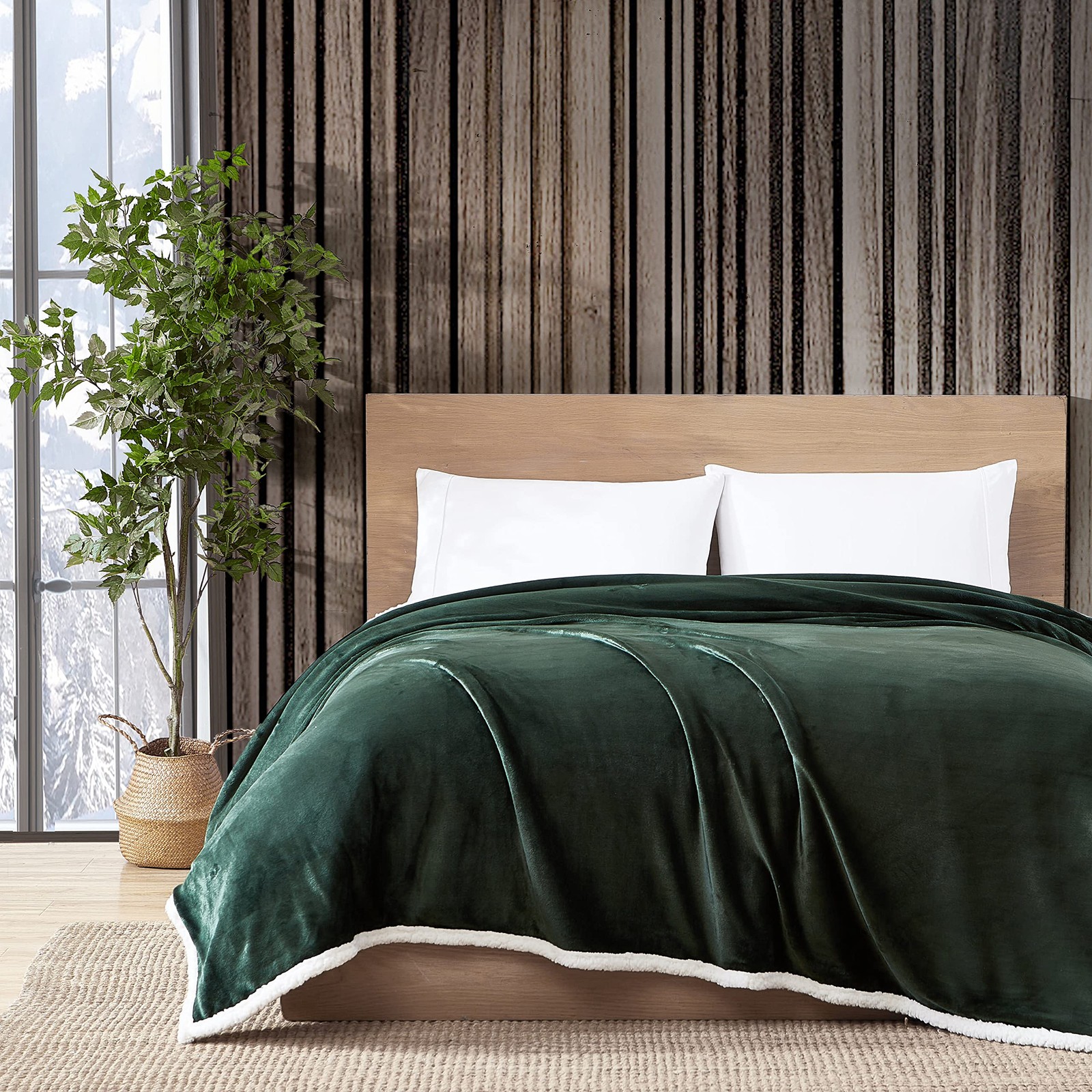 Eddie Bauer  King Blanket, Reversible Fleece & Faux Shearling Bedding, Plush ...
