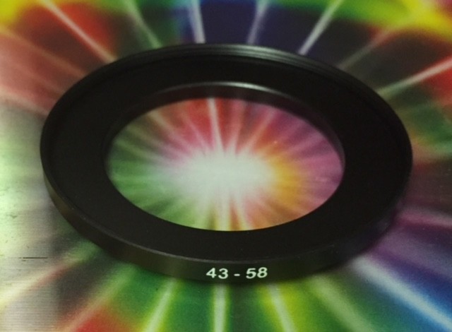 1 (ONE) ADAPTER-RING Black 43mm to 58mm 43-58 mm Step Up Filter Ring 43-58mm
