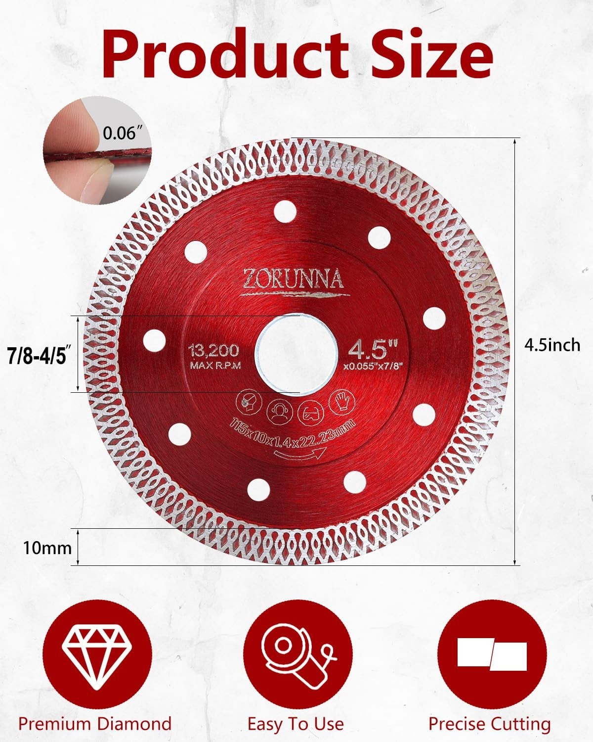 4.5" Diamond Blade for Angle Grinder, Super Thin Tile Saw Blades for Smooth Cutt