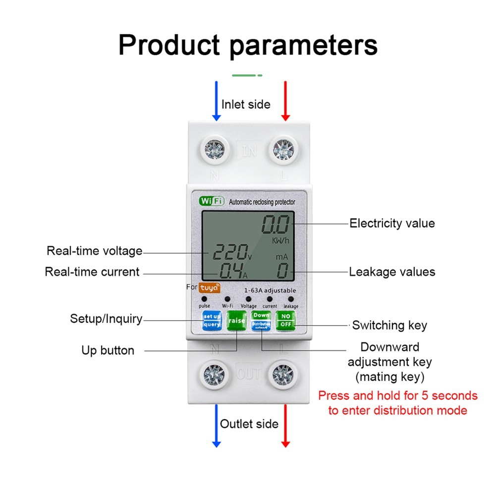 Current Breaker Multiple Protection Overvoltage Protection Digital LCD Display