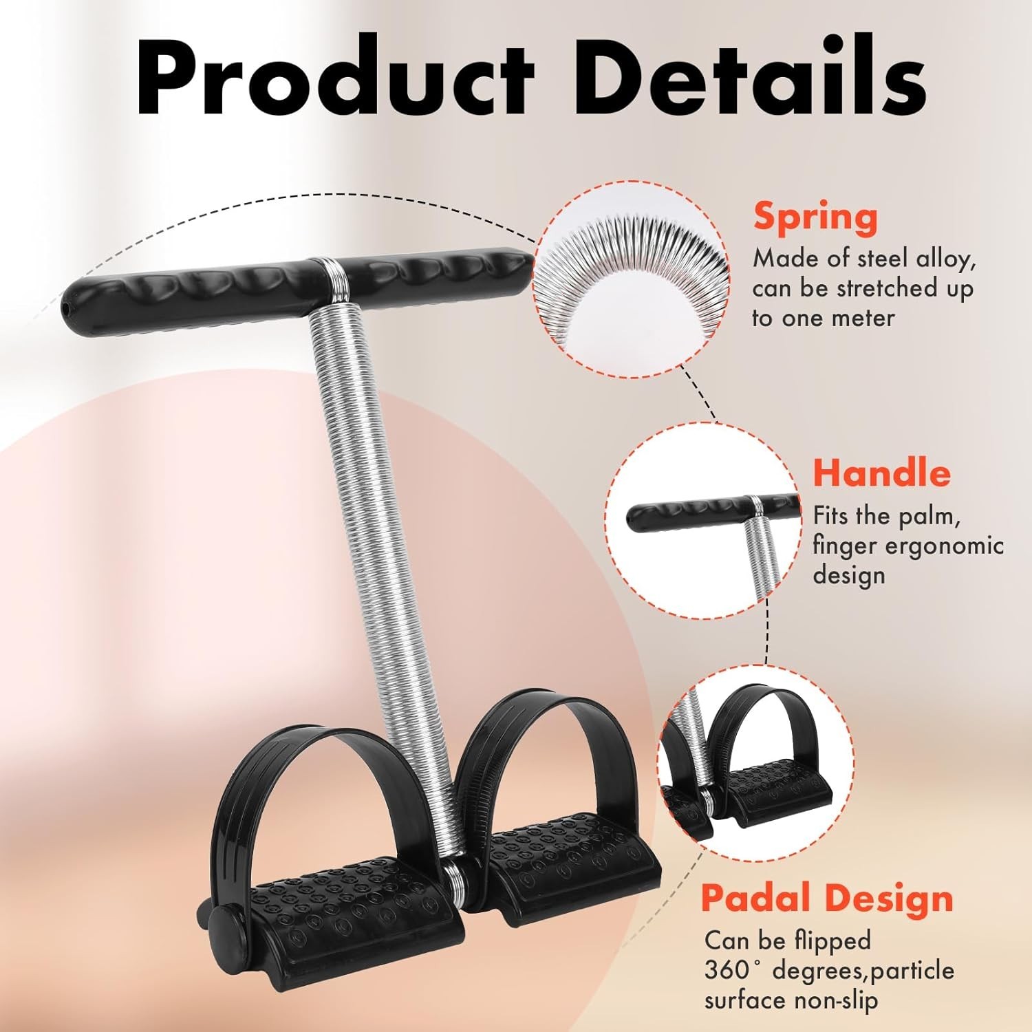 Pedal Puller Resistance Bands with Single Spring – Durable Sit Up Equipment for