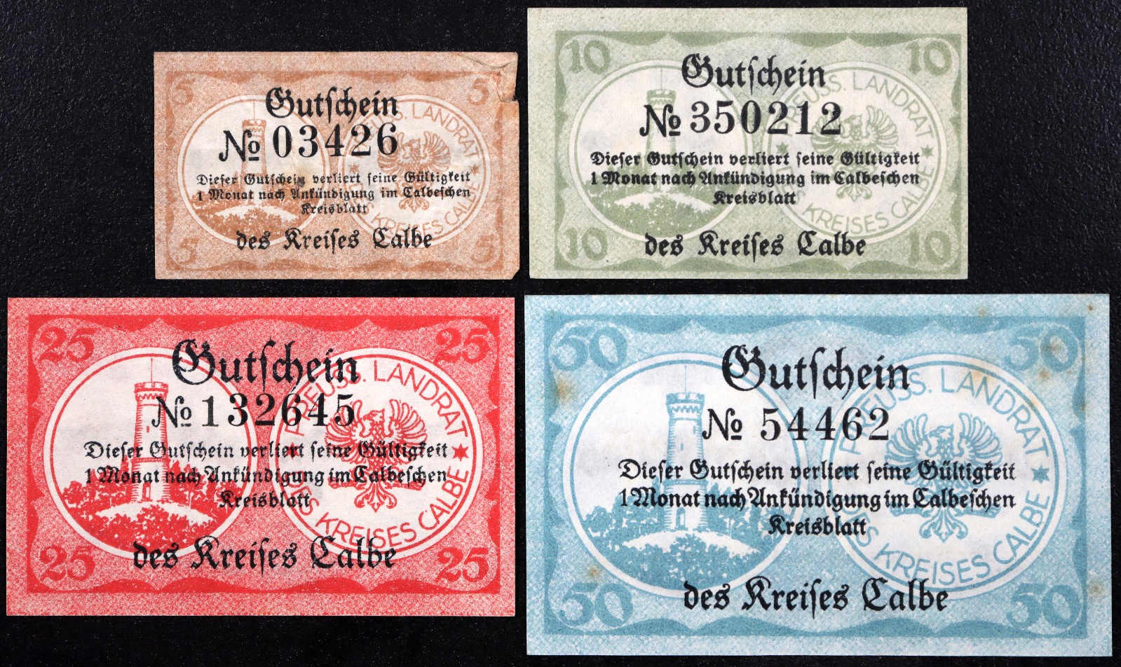 CALBE 1920 Complete Set small German Notgeld