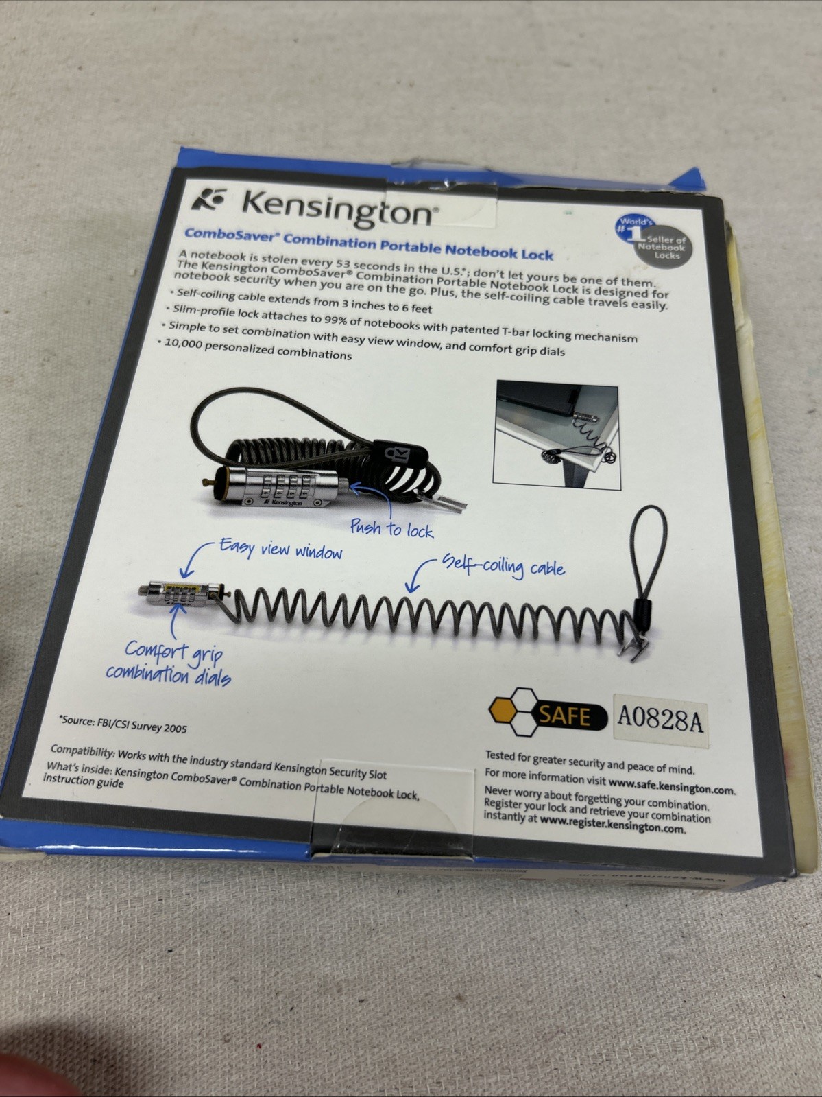 Kensington Self Coiling Combination Portable Notebook Lock #K64515