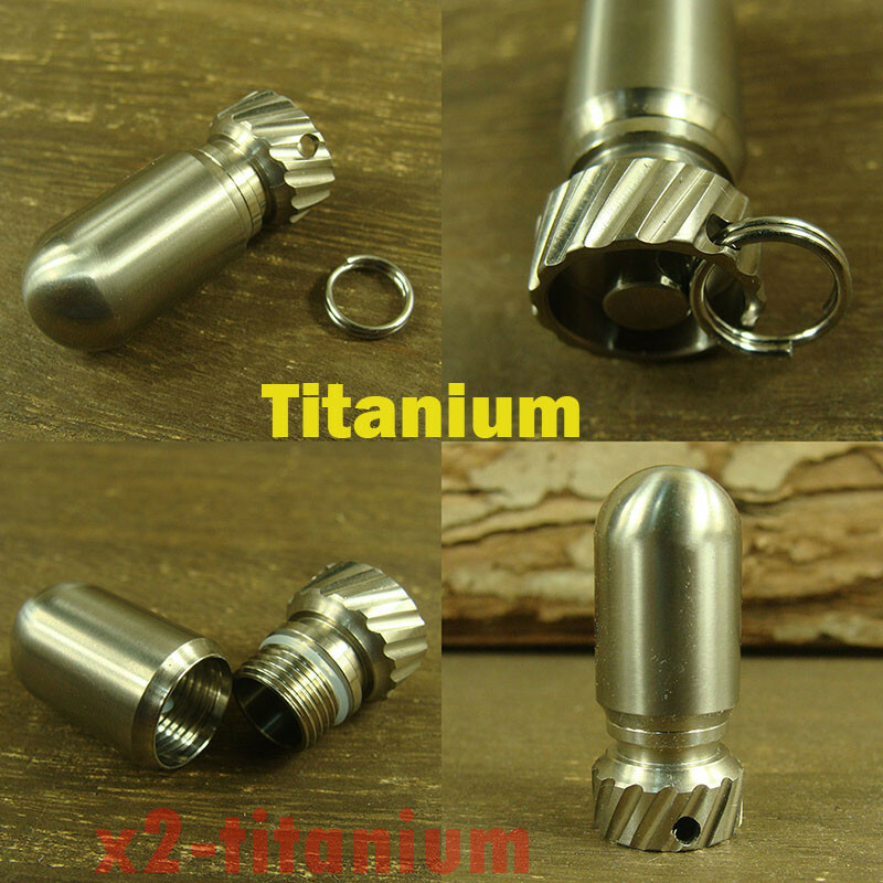 Titanium " Bomb " shaped Waterproof Capsule pill Bottle Key chain pendant XH540