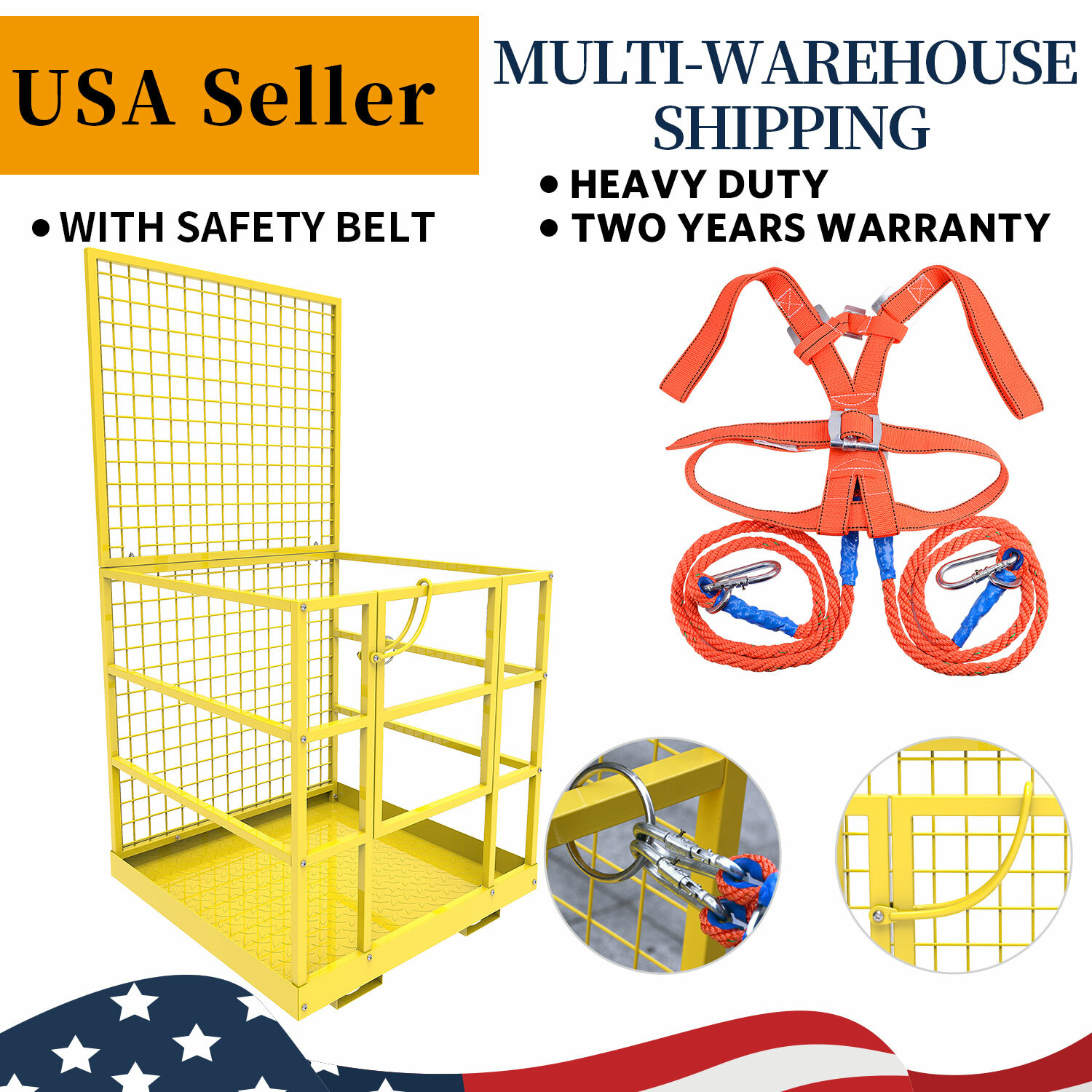 45x43inch Forklift Cage Work Platform Safety Cage Steel Construction Lift Basket