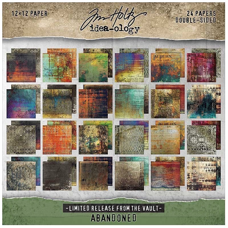 Tim Holtz ABANDONED Vaut Limited Release Paper Stash 12x12, 24 Sheets