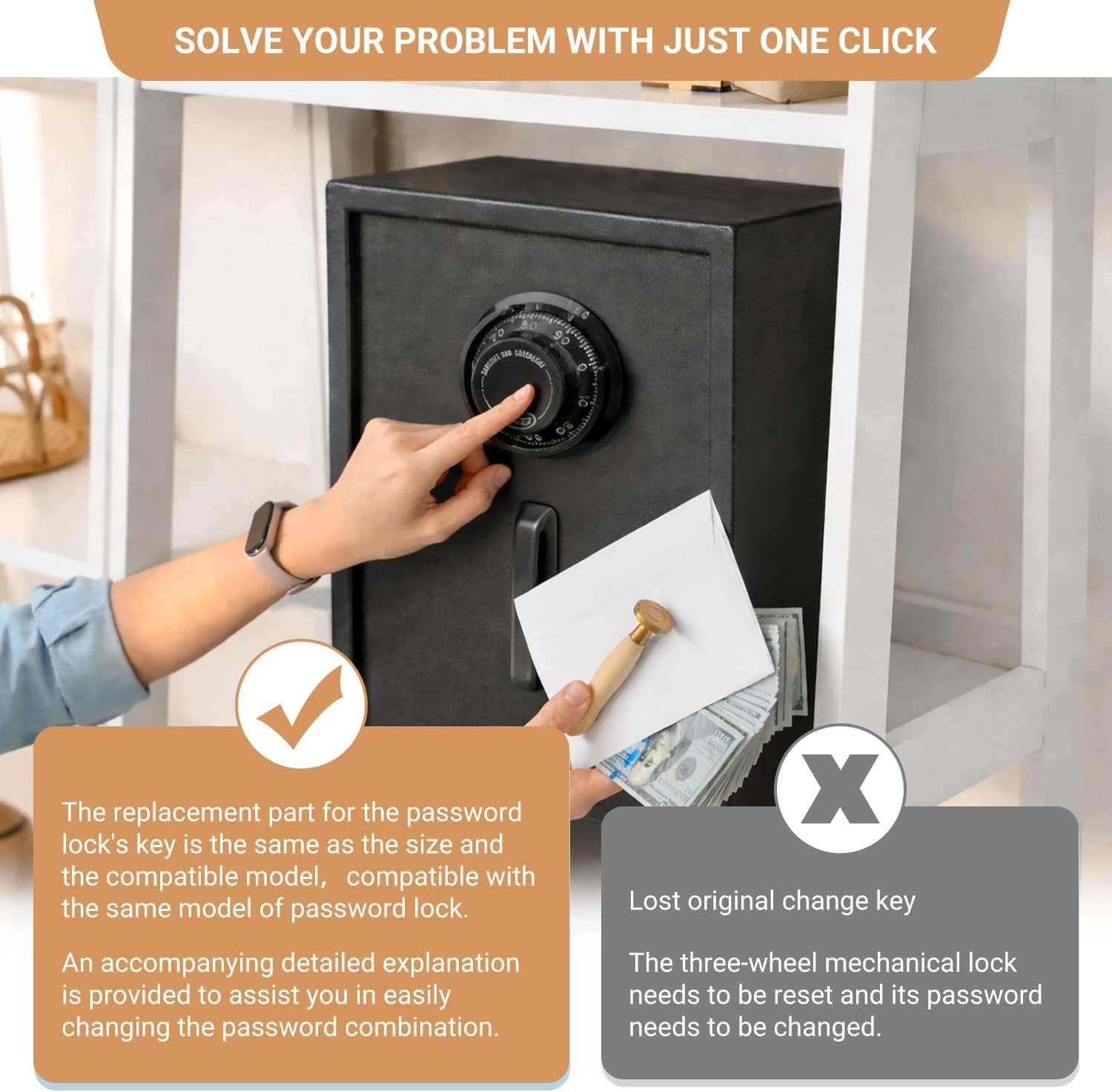 U8 Lock Change Key,Compatible with S&G 3-Wheel Mechanical Safe Locks | For