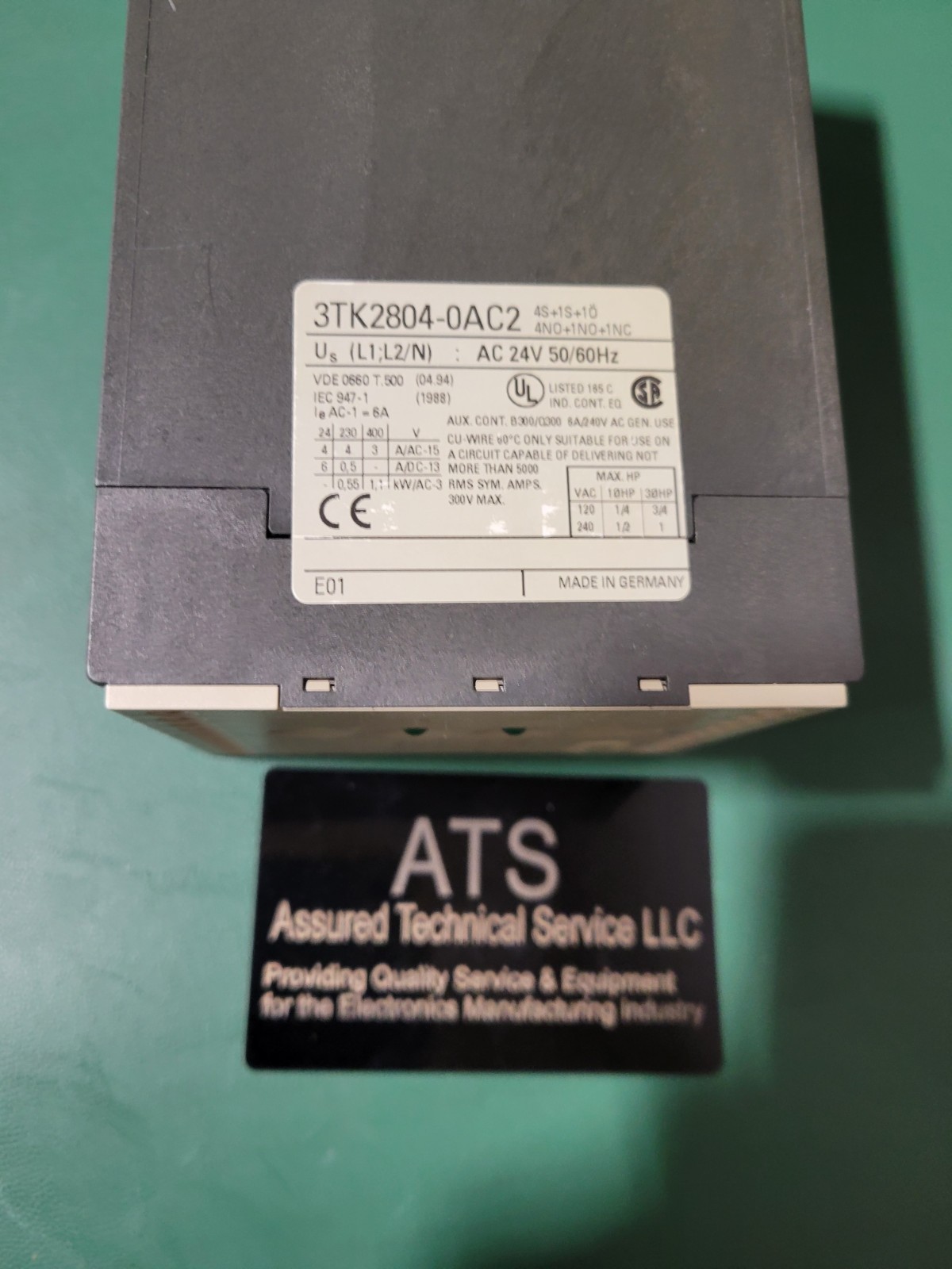 SIEMENS 3TK2804-0AC2 SAFETY CONTACTOR K2