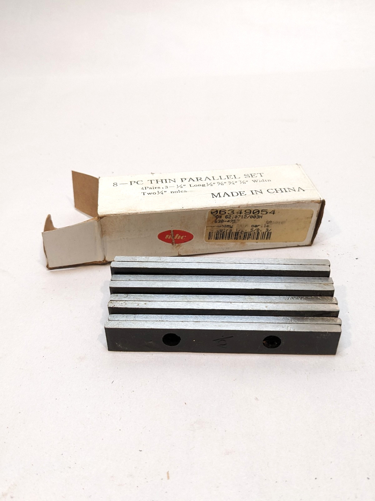 8 Piece, 3-1/2 Inch Long x 5/32 Inch Thick, Steel Thin Parallel Set 1/2" to 7/8"