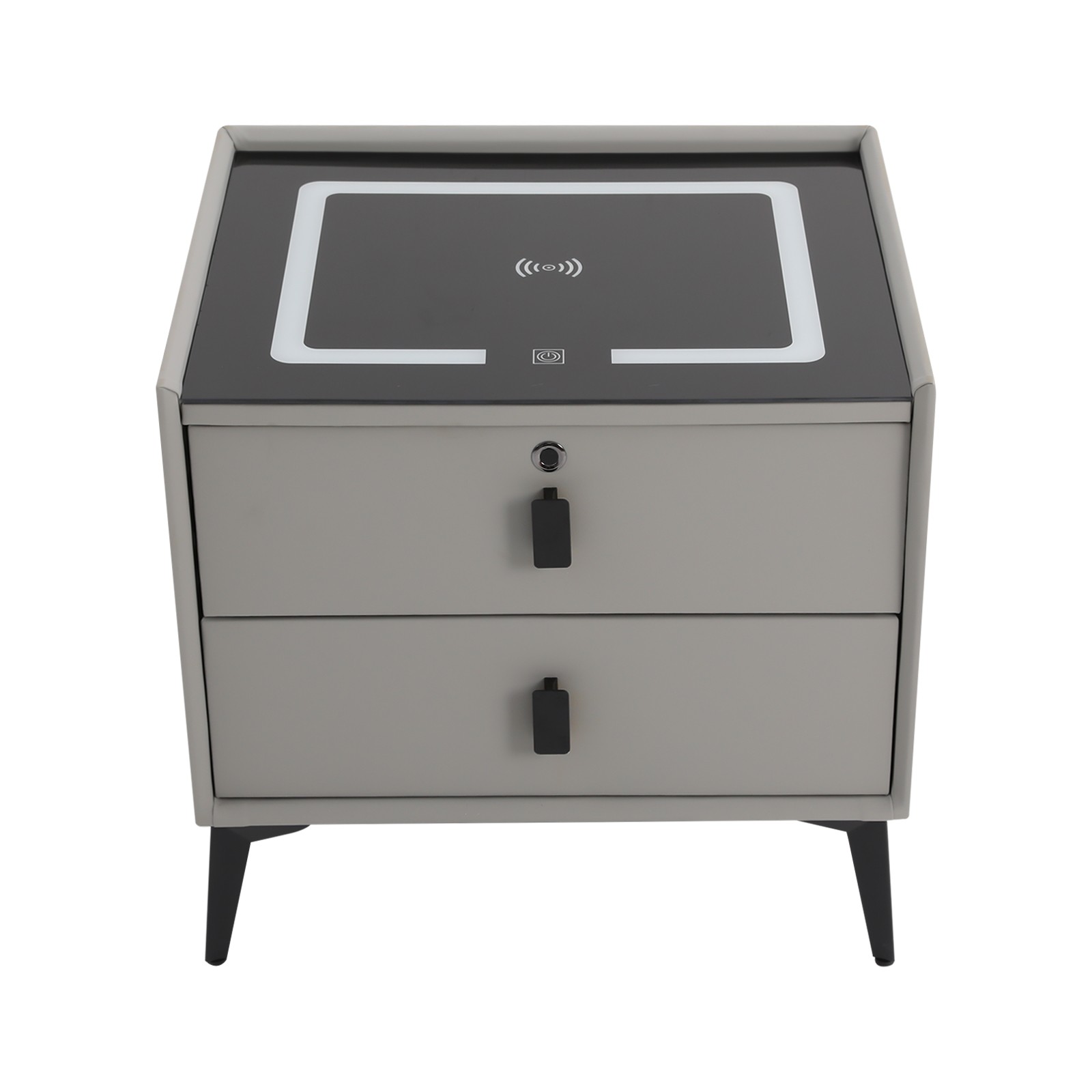 Bedside Table W/Wireless Charging Bluetooth Speaker Smart Nightstand W/Light&USB