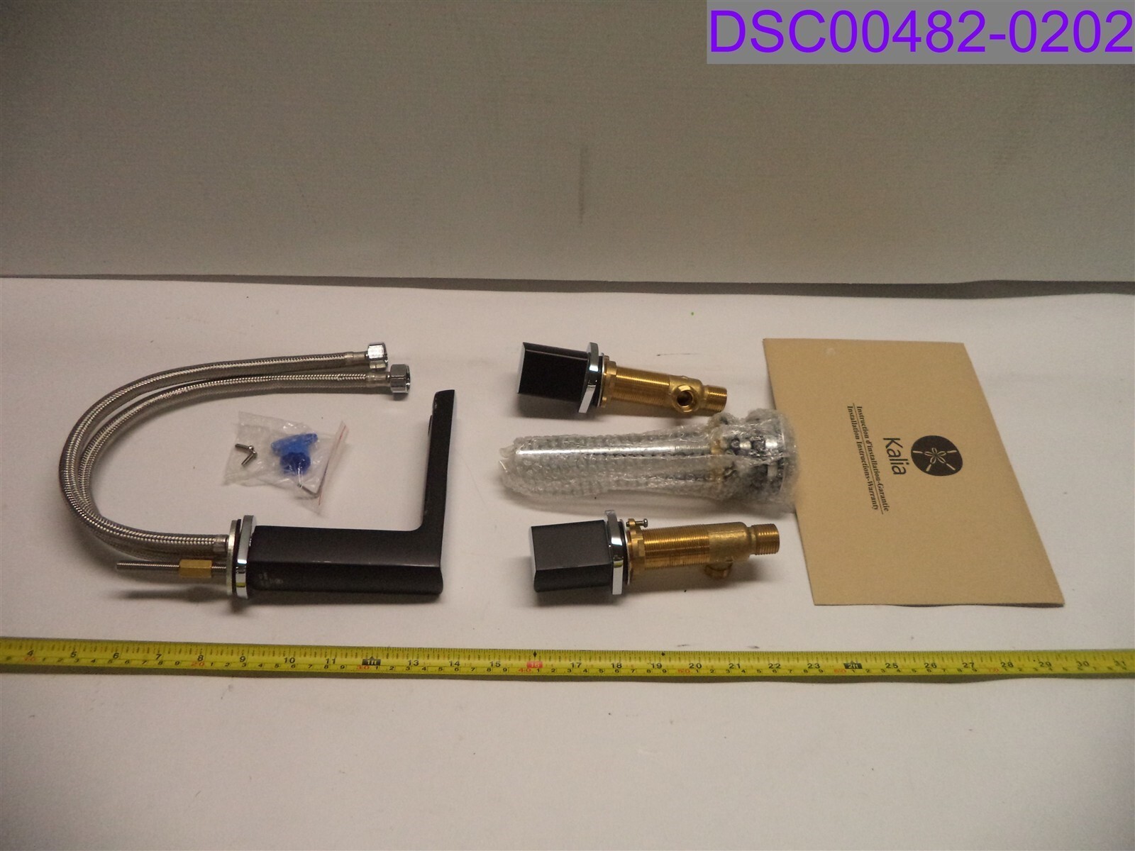 New w Scratches Kalia Grafik Widespread Lavatory Faucet Black/Chrome BF1473-150