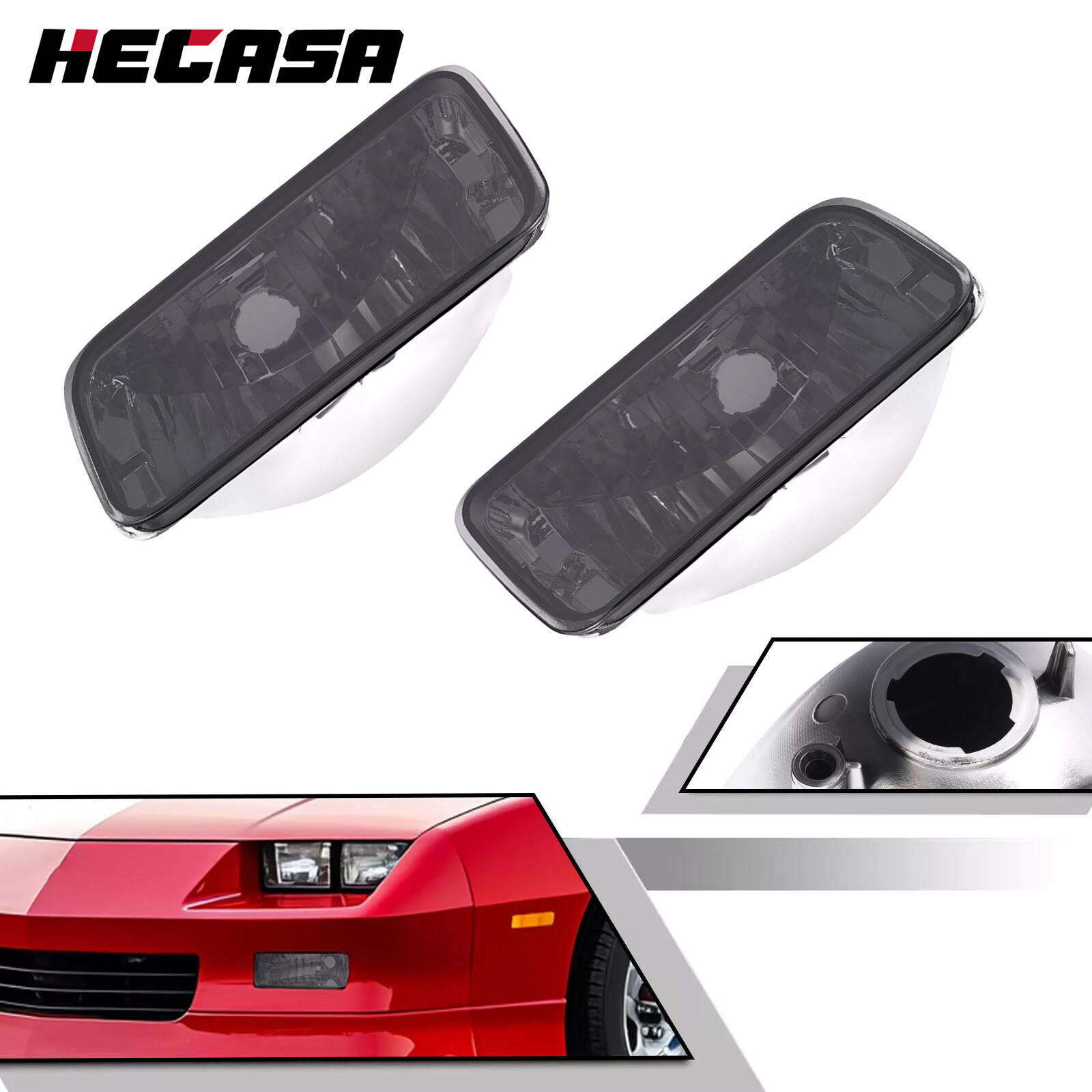 Turn Signal Light Smoked Black Lens For Chevy Camaro Z28 85-92 LH & RH Set of 2