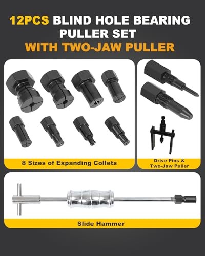 Upgrade 8-32MM Bicycle Blind Hole Bearing Puller Set with Slide Hammer & Two