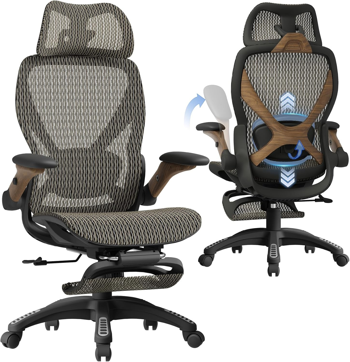 X100 Ergonomic Mesh Office Chair with Footrest, Big and Tall Home Desk Chair wit