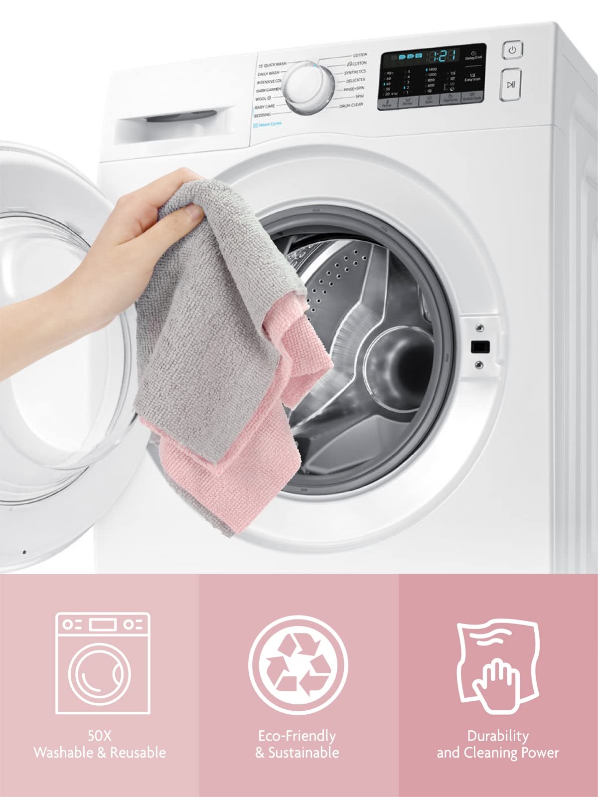 Microfiber Cleaning Cloth Roll -75 Pack, Tear Away Microfiber Towels, 12" x 1...