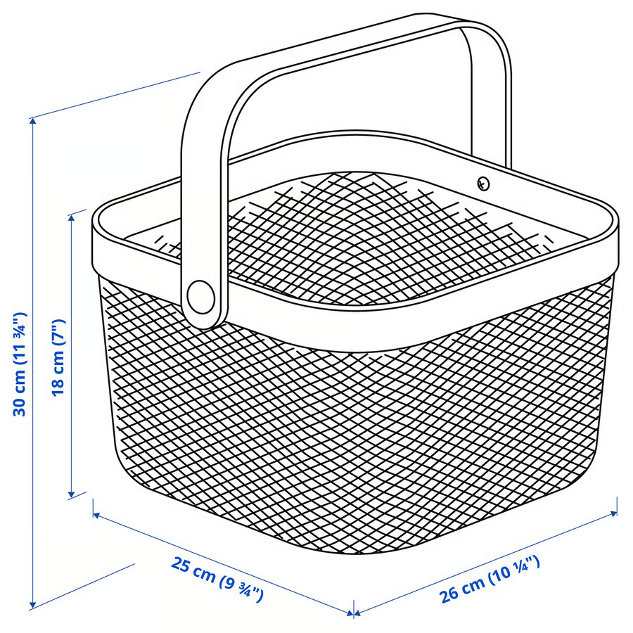 IKEA RISATORP Wire Basket Green Metal Storage Bin with Handle Kitchen Pantry
