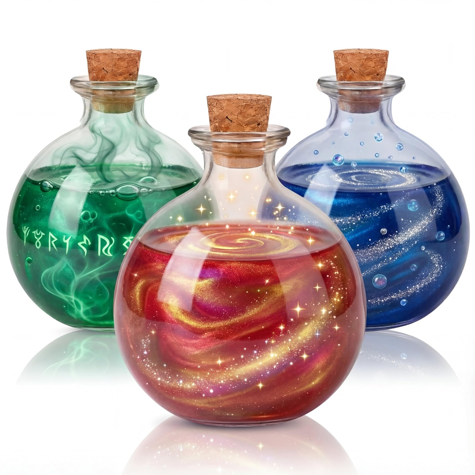 Tessco 3 Pcs Spherical Potion Bottles Round Glass Bottles Clear Potion Jars Larg