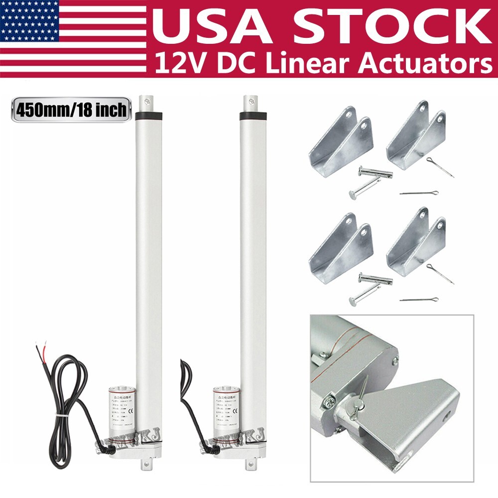 2 Dual Linear Actuator 18" 1000N Stroke DCMotor System W/ Brackets for Auto Lift